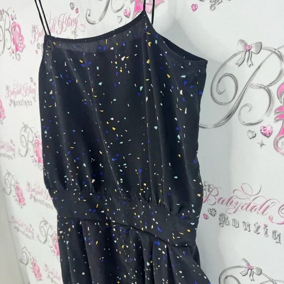 Wilfred romper 100% silk spotted dots Black Dress with Multicolor Speckles - Picture 5 of 9